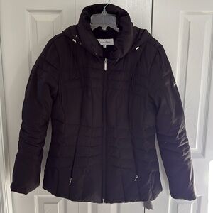 Calvin Klein Women's Rich Black Hooded Goose Down Puffer Jacket- M- Gently Worn